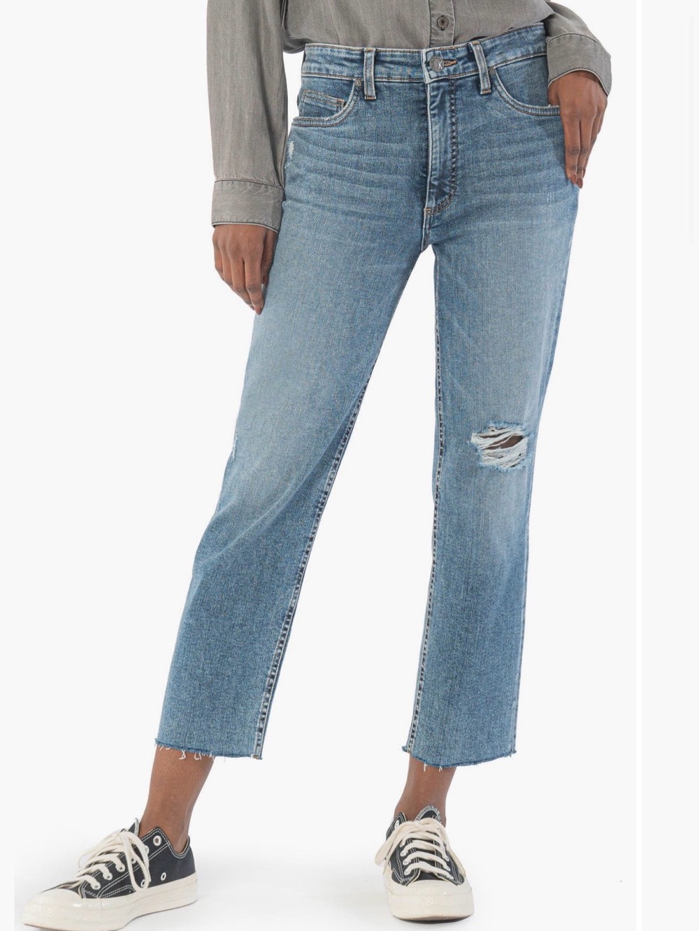 Kut From The Kloth Jeans Women Sz 8 Rachel High Rise Waist Fab Ab Mom Distressed